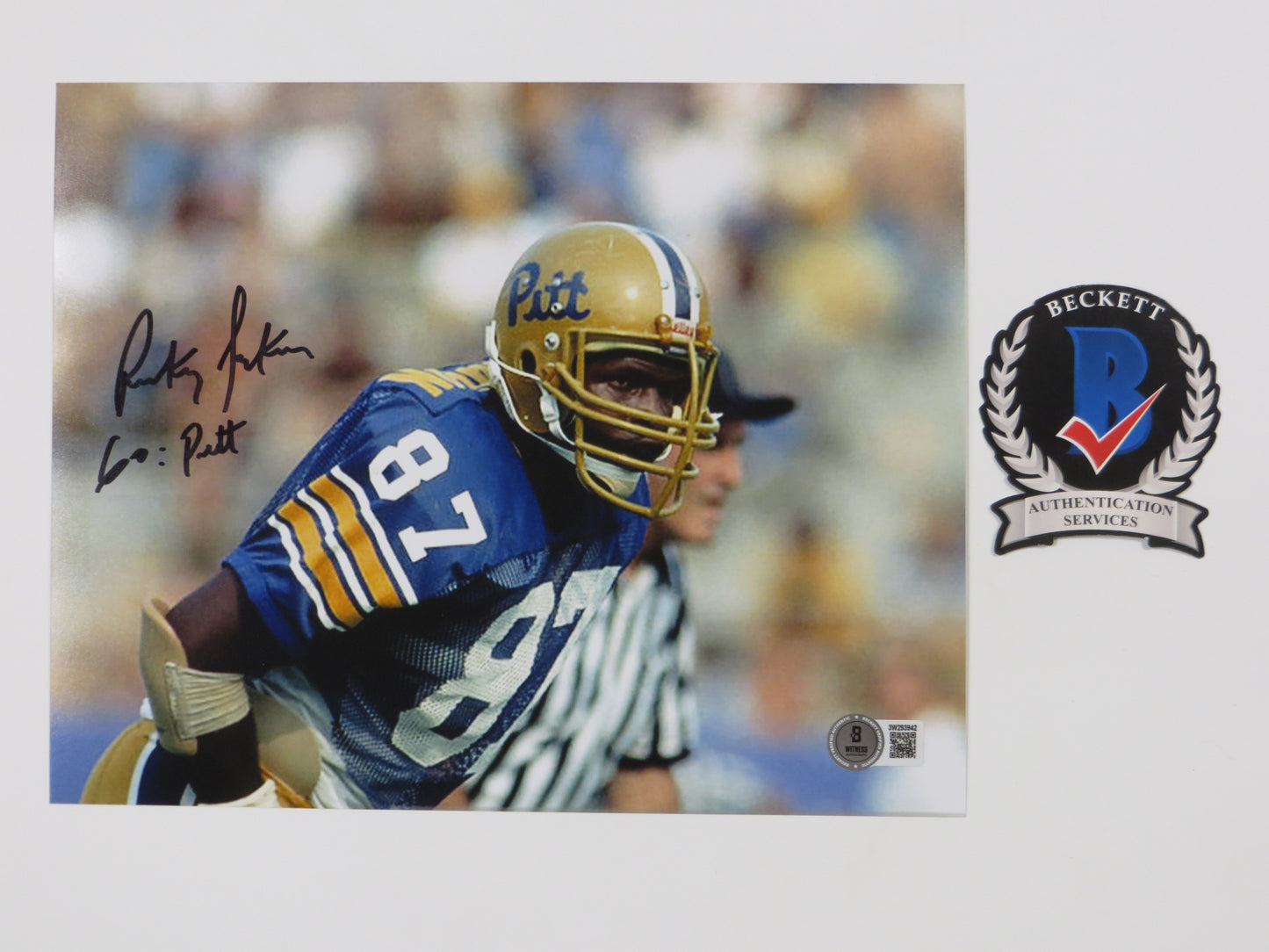 RICKEY JACKSON PITT PANTHERS SIGNED 8x10 PHOTO New Orleans Saints w/Go Pitt BAS