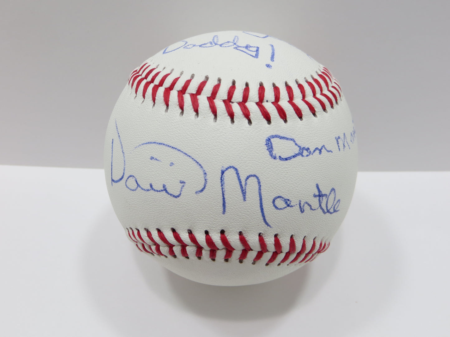 DAVID & DAN MANTLE SONS of MICKEY SIGNED BASEBALL w/Who'sYourDaddy! Yankees JSA
