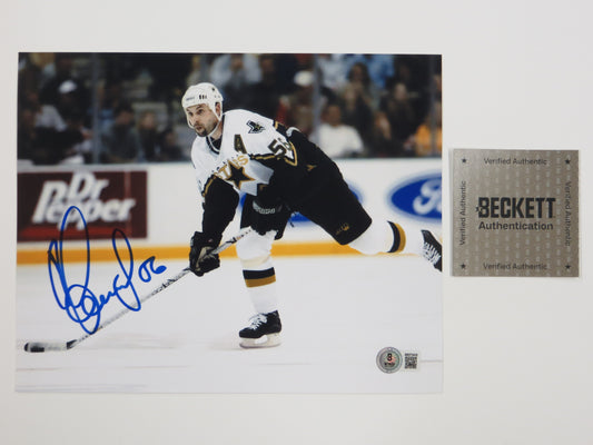 SERGEI ZUBOV DALLAS STARS SIGNED 8x10 Assist PHOTO Soviet Union RUSSIA BAS