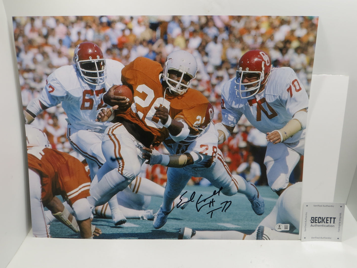 EARL CAMPBELL Texas Longhorns SIGNED 16x20 PHOTO w/HT 77 Houston Oilers BAS