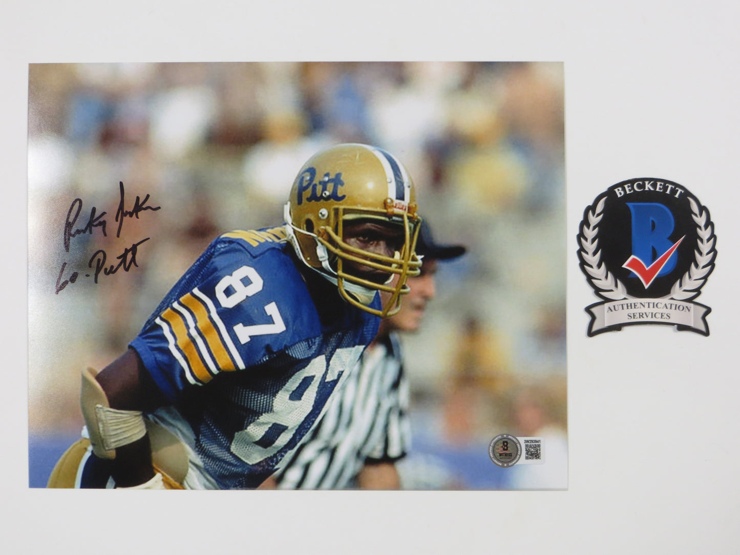 RICKEY JACKSON PITT PANTHERS SIGNED 8x10 PHOTO New Orleans Saints w/Go Pitt BAS