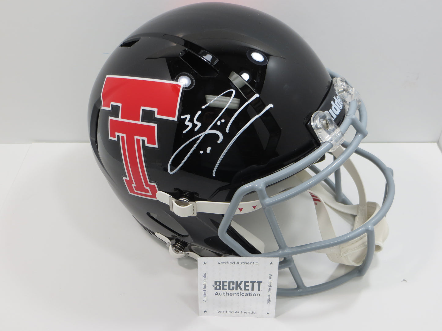 ZACH THOMAS SIGNED TEXAS TECH RED RAIDERS Riddell FULL SIZE HELMET Dolphins BAS