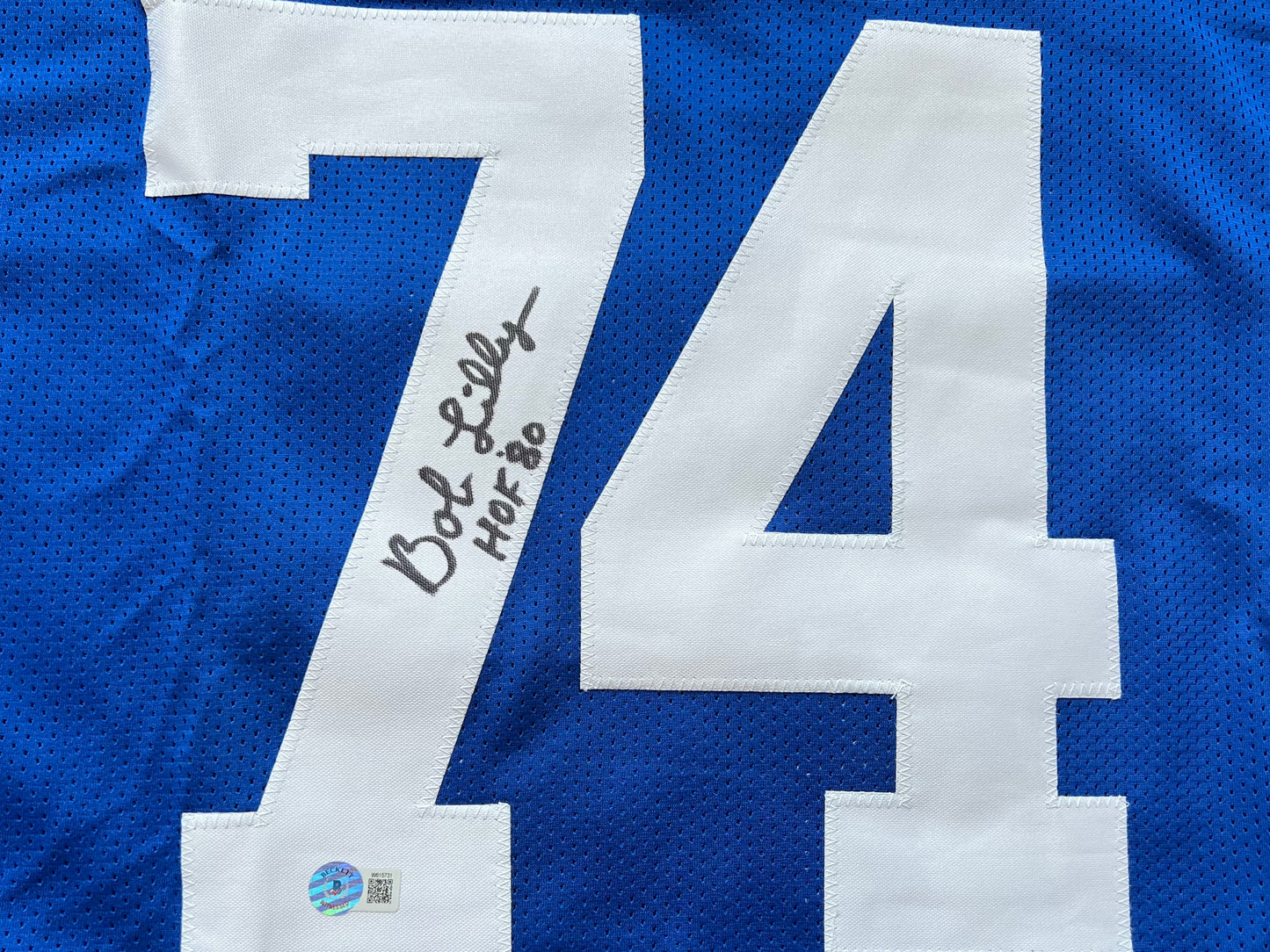 BOB LILLY SIGNED BLUE JERSEY Size 3XL Dallas Cowboys w/HOF 80 BAS COA