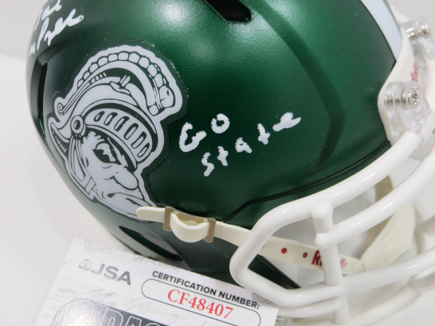 BILLY JOE DUPREE SIGNED MICHIGAN STATE SPARTANS Mini Helmet w/Go State JSA COA