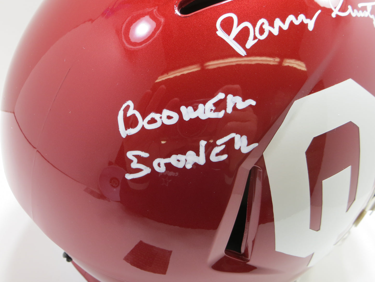 BARRY SWITZER SIGNED OKLAHOMA OU SOONERS FULL SIZE HELMET w/INSC Cowboys BAS
