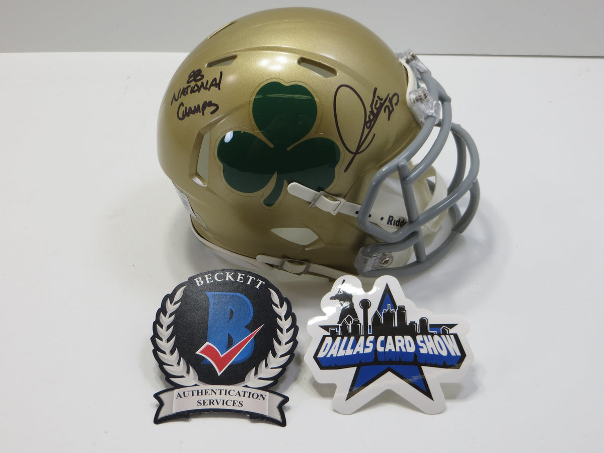 ROCKET ISMAIL NOTRE DAME FIGHTING IRISH SIGNED Shamrock MINI HELMET w88NC BAS
