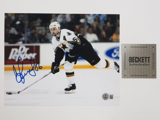SERGEI ZUBOV DALLAS STARS SIGNED 8x10 Assist PHOTO Soviet Union RUSSIA BAS