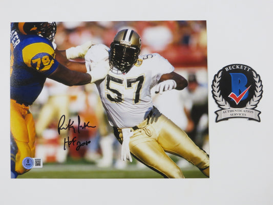 RICKEY JACKSON NEW ORLEANS SAINTS SIGNED 8x10 PHOTO vs RAMS w/HOF2010 BAS