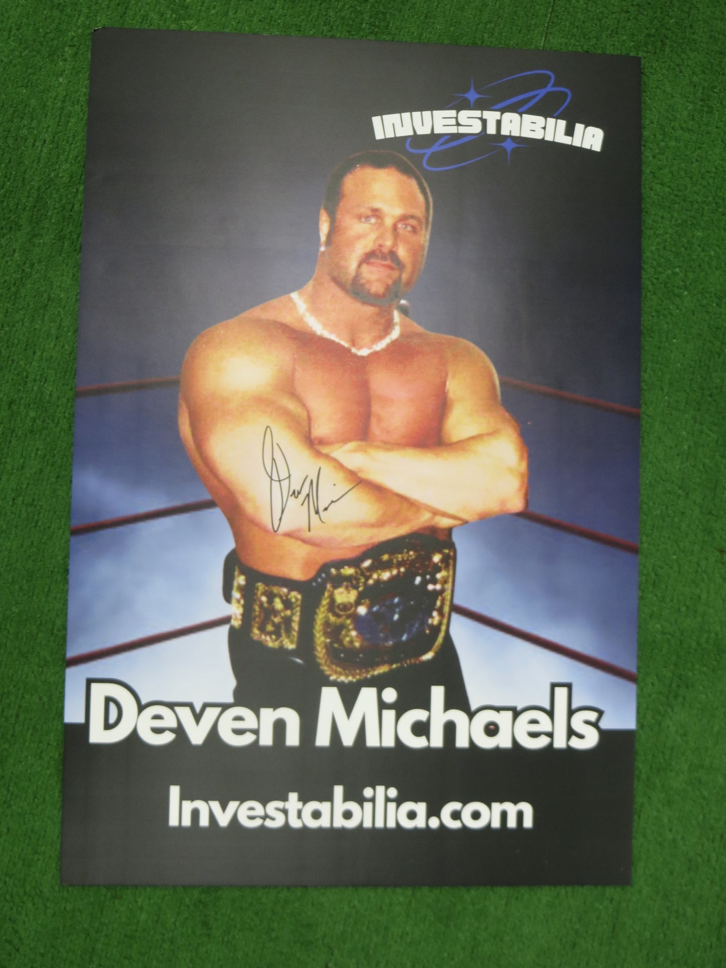 DEVEN MICHAELS SIGNED 24x26 Investabilia Dallas Card Show FOAM BOARD BAS