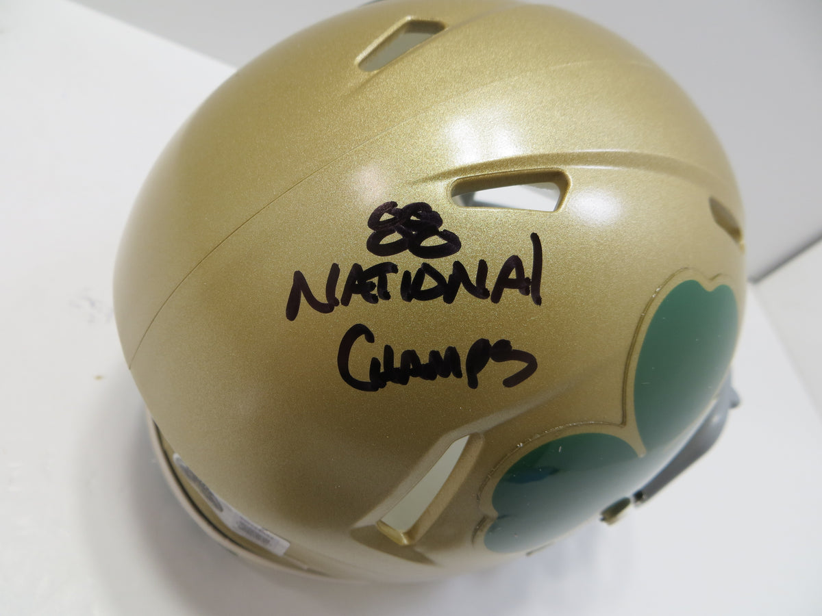 ROCKET ISMAIL NOTRE DAME FIGHTING IRISH SIGNED Shamrock MINI HELMET w88NC BAS
