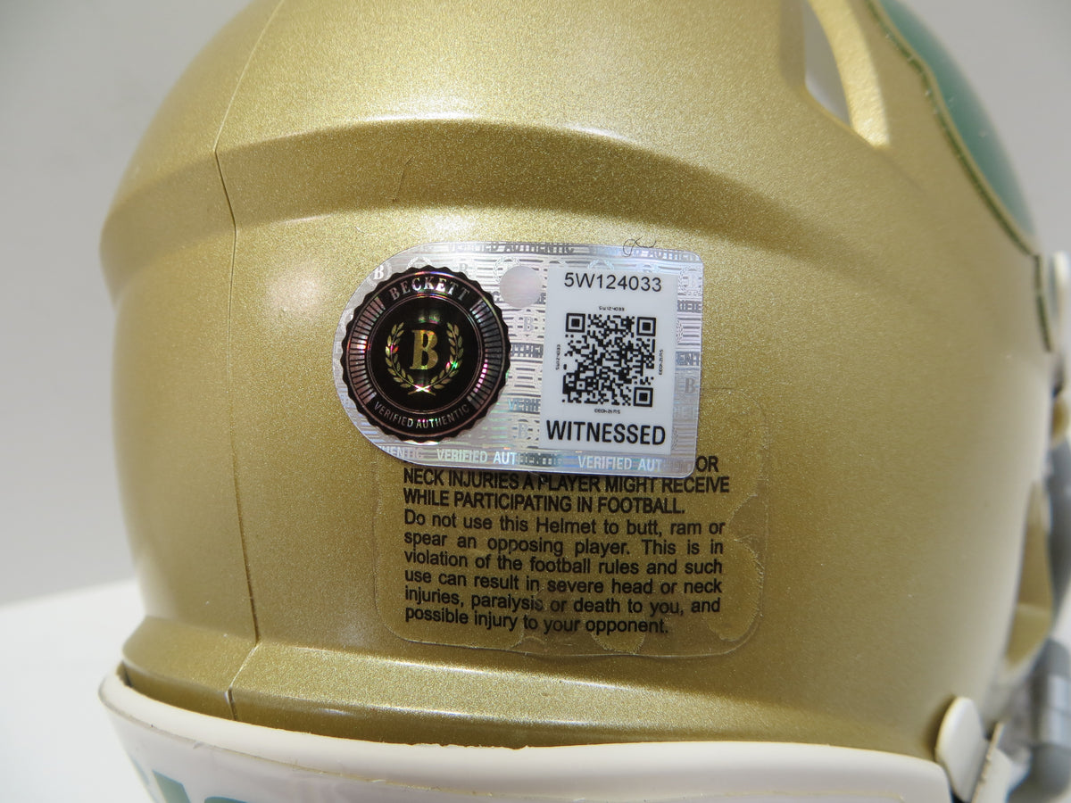 ROCKET ISMAIL NOTRE DAME FIGHTING IRISH SIGNED Shamrock MINI HELMET w88NC BAS