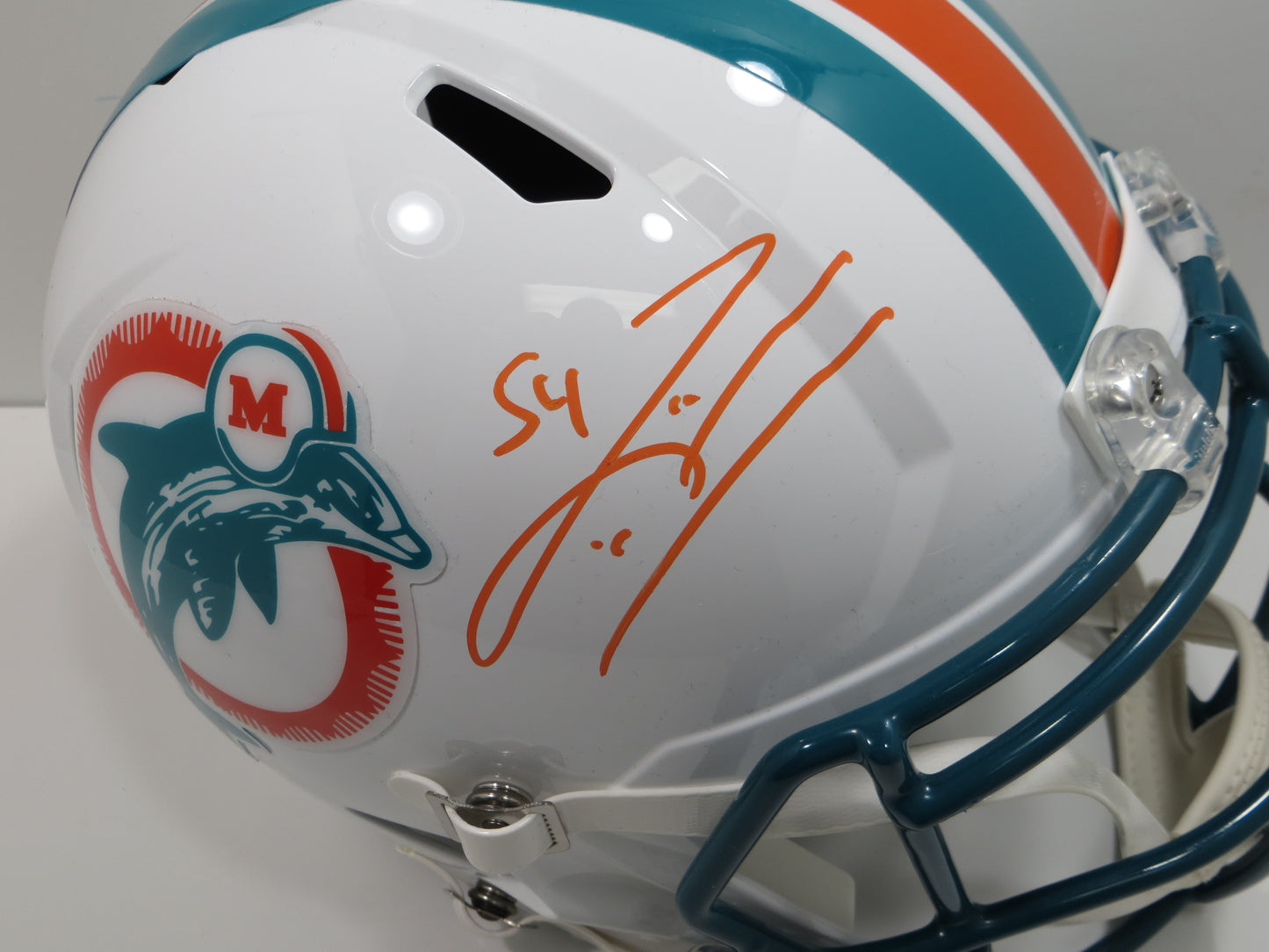 ZACH THOMAS SIGNED MIAMI DOLPHINS Riddell FULL SIZE HELMET Texas Tech BAS