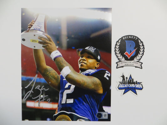 TREVONE BOYKIN TCU HORNED FROGS SIGNED 8x10 with the Trophy PHOTO BAS