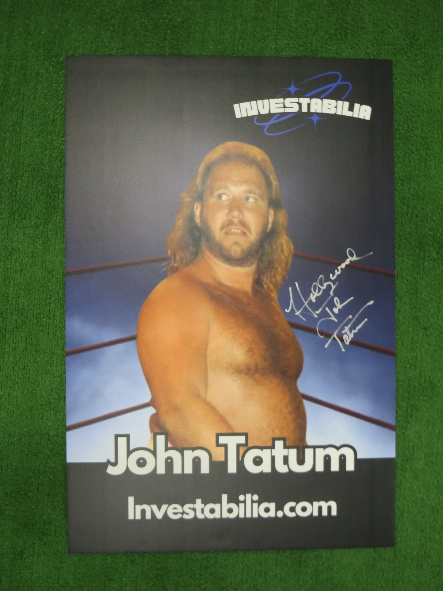 HOLLYWOOD JOHN TATUM SIGNED 24x36 Investabilia Dallas Card Show FOAM BOARD BAS
