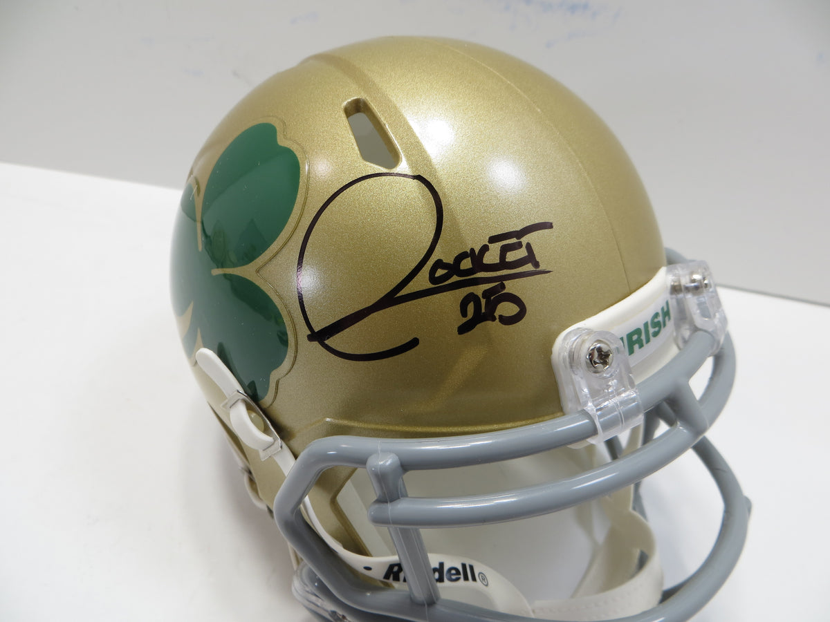 ROCKET ISMAIL NOTRE DAME FIGHTING IRISH SIGNED Shamrock MINI HELMET w88NC BAS