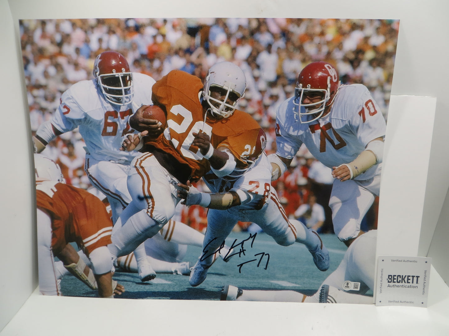 EARL CAMPBELL Texas Longhorns SIGNED 16x20 PHOTO w/HT 77 Houston Oilers BAS