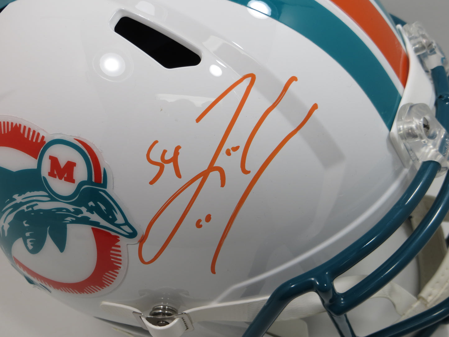 ZACH THOMAS SIGNED MIAMI DOLPHINS Riddell FULL SIZE HELMET Texas Tech BAS