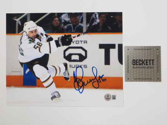 SERGEI ZUBOV DALLAS STARS SIGNED 8x10 Slap Shot PHOTO Soviet Union RUSSIA BAS