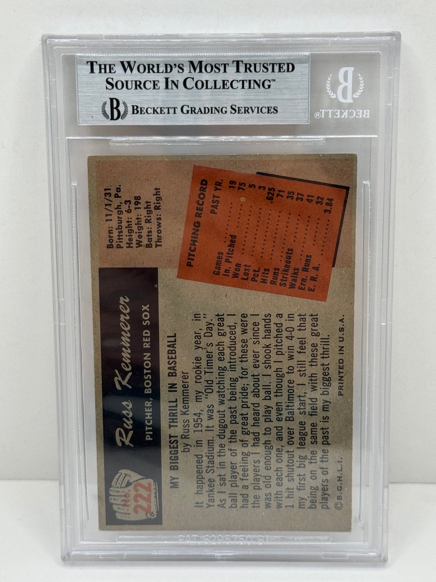 1955 Bowman Russ Kemmerer #123 Auto Beckett Authentic Deceased in 2014
