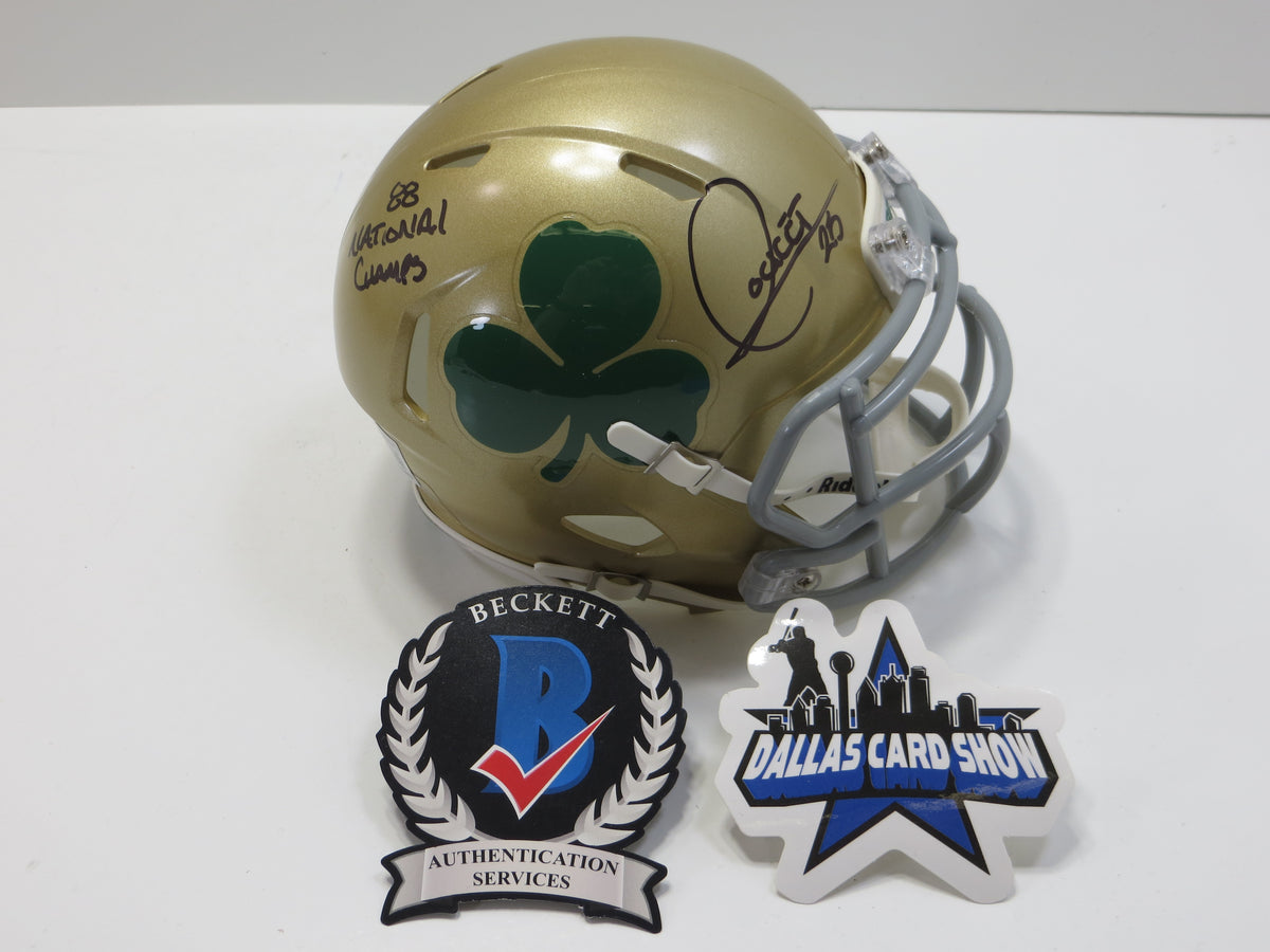 ROCKET ISMAIL NOTRE DAME FIGHTING IRISH SIGNED Shamrock MINI HELMET w88NC BAS