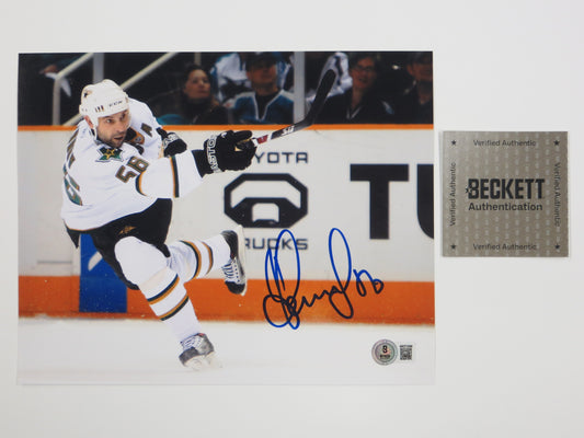 SERGEI ZUBOV DALLAS STARS SIGNED 8x10 Slap Shot PHOTO Soviet Union RUSSIA BAS