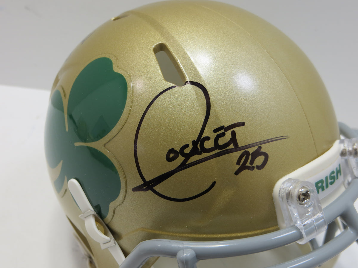 ROCKET ISMAIL NOTRE DAME FIGHTING IRISH SIGNED Shamrock MINI HELMET w88NC BAS