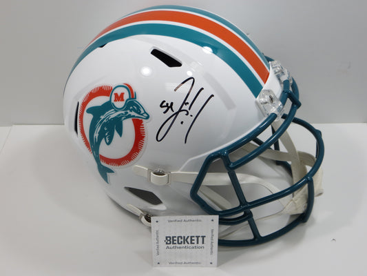 ZACH THOMAS SIGNED MIAMI DOLPHINS Riddell FULL SIZE HELMET Texas Tech BAS