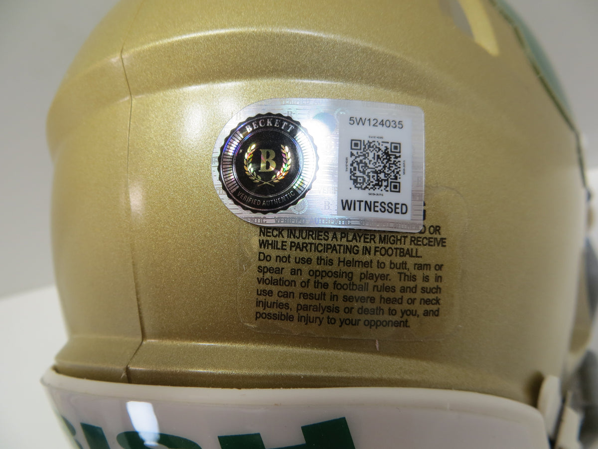 ROCKET ISMAIL NOTRE DAME FIGHTING IRISH SIGNED Shamrock MINI HELMET w88NC BAS