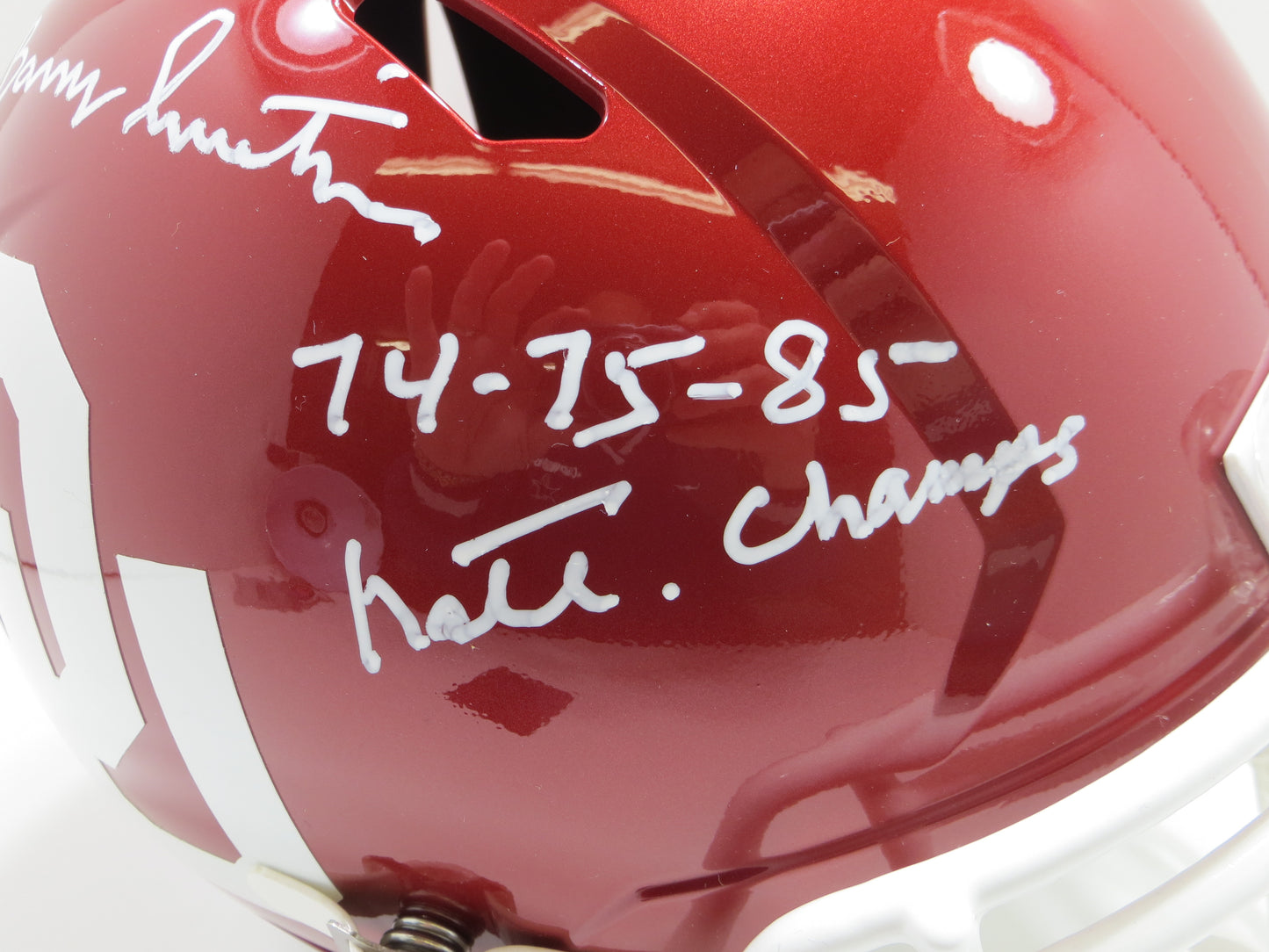 BARRY SWITZER SIGNED OKLAHOMA OU SOONERS FULL SIZE HELMET w/Boomer NatChamps BAS