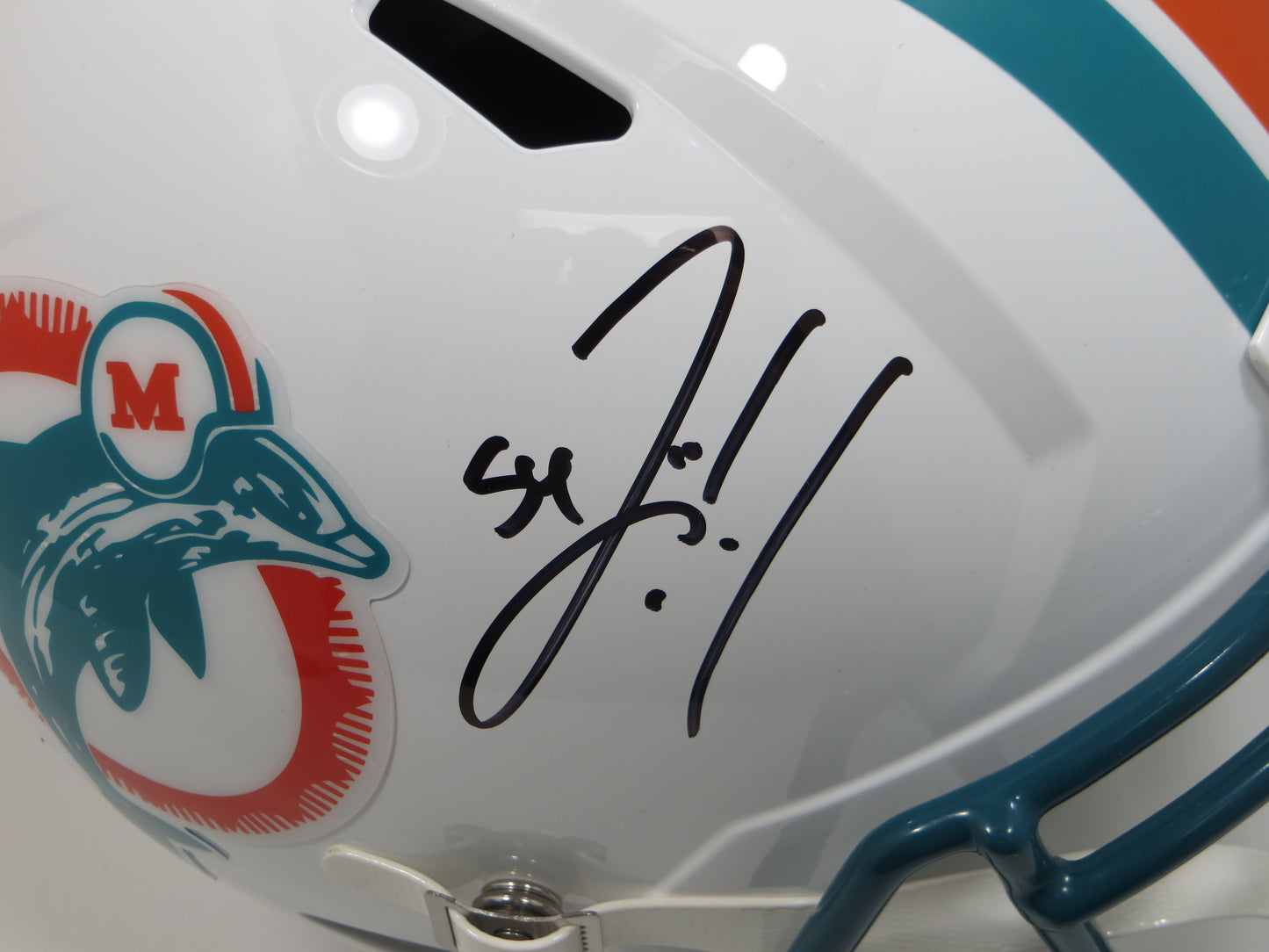 ZACH THOMAS SIGNED MIAMI DOLPHINS Riddell FULL SIZE HELMET Texas Tech BAS