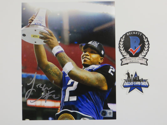 TREVONE BOYKIN TCU HORNED FROGS SIGNED 8x10 with the Trophy PHOTO BAS