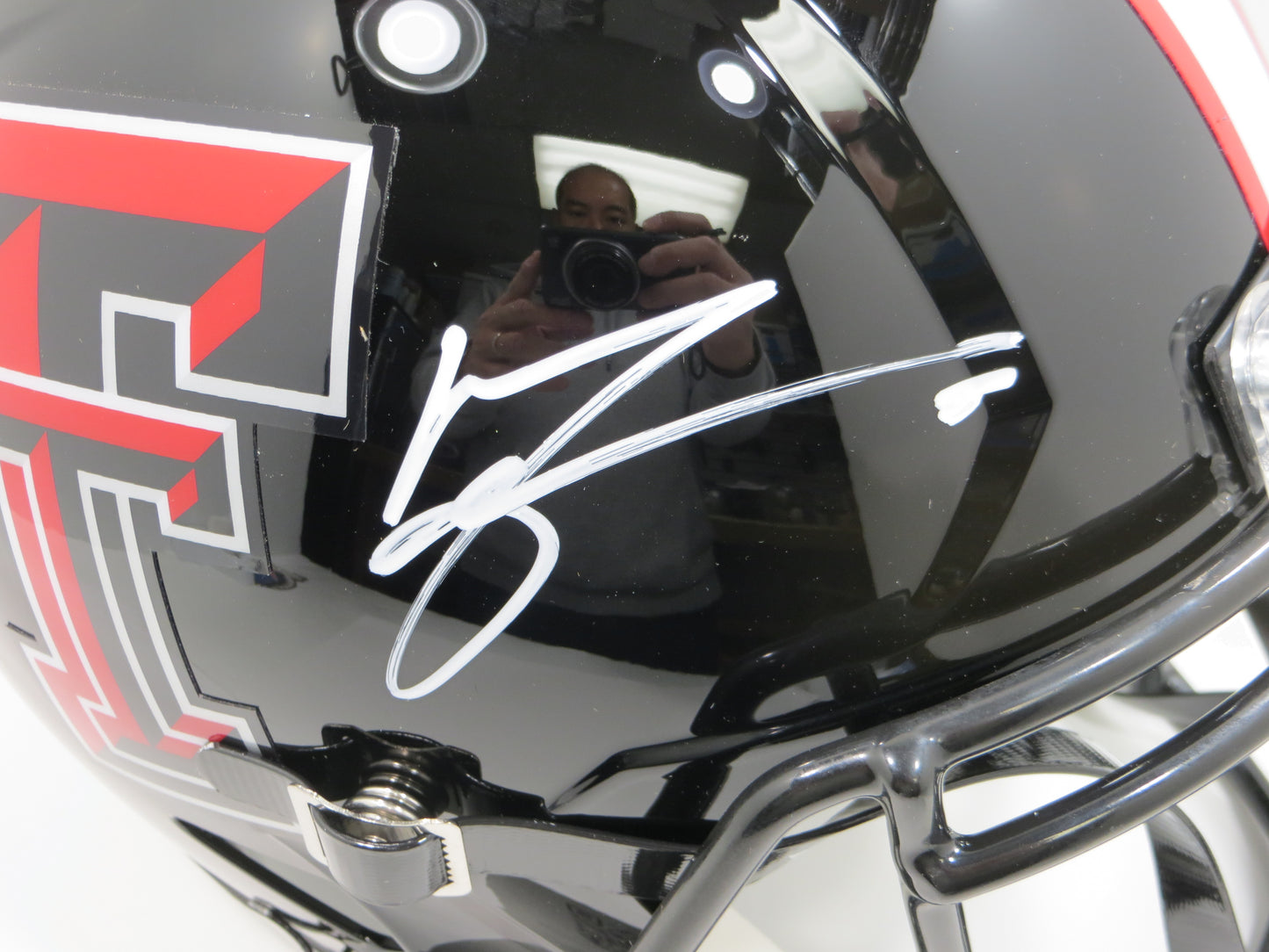 MICHAEL CRABTREE SIGNED TEXAS TECH RED RAIDERS Riddell FULL SIZE HELMET BAS