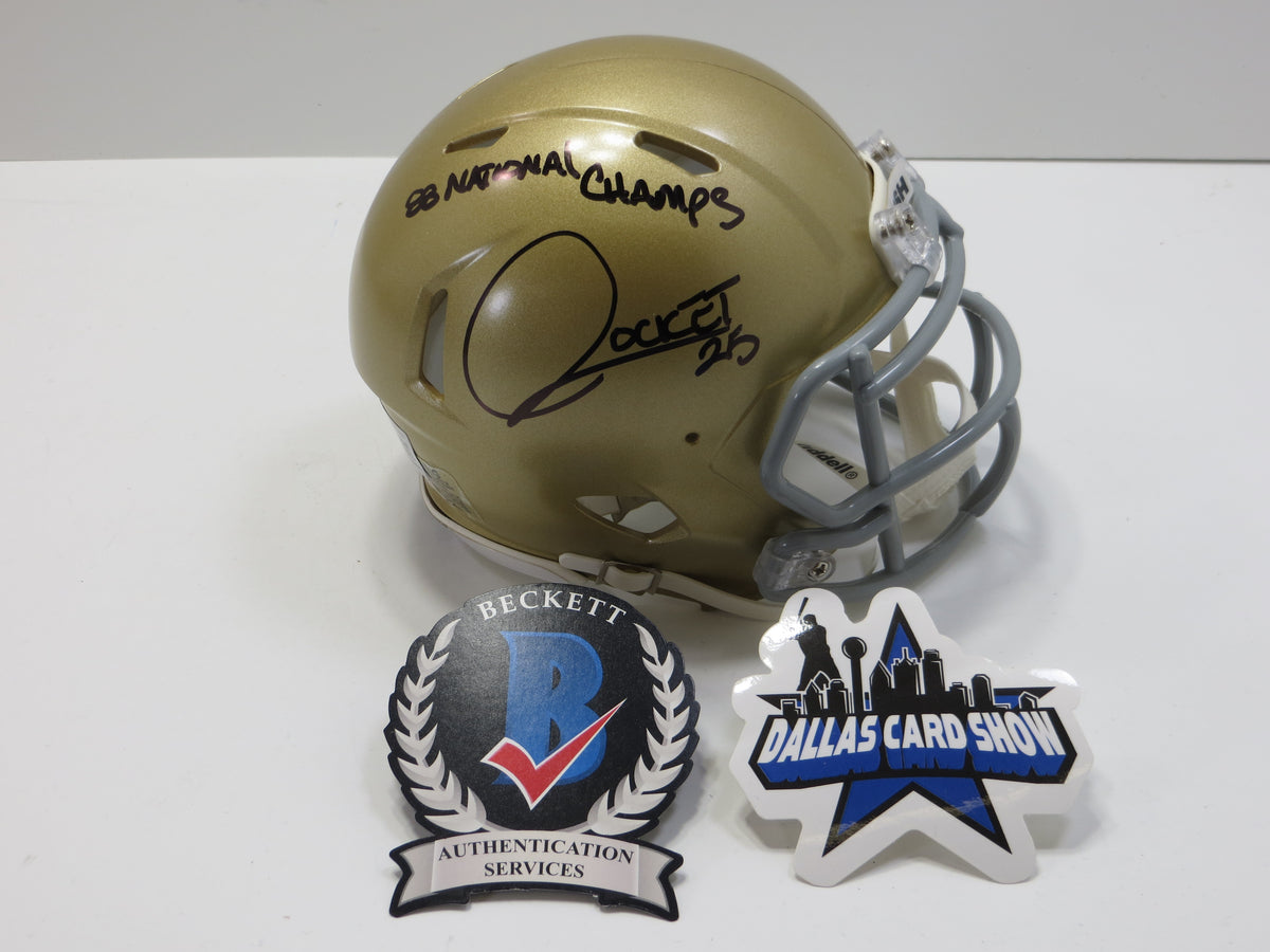 ROCKET ISMAIL NOTRE DAME FIGHTING IRISH SIGNED MINI HELMET w88NATCHAMP BAS