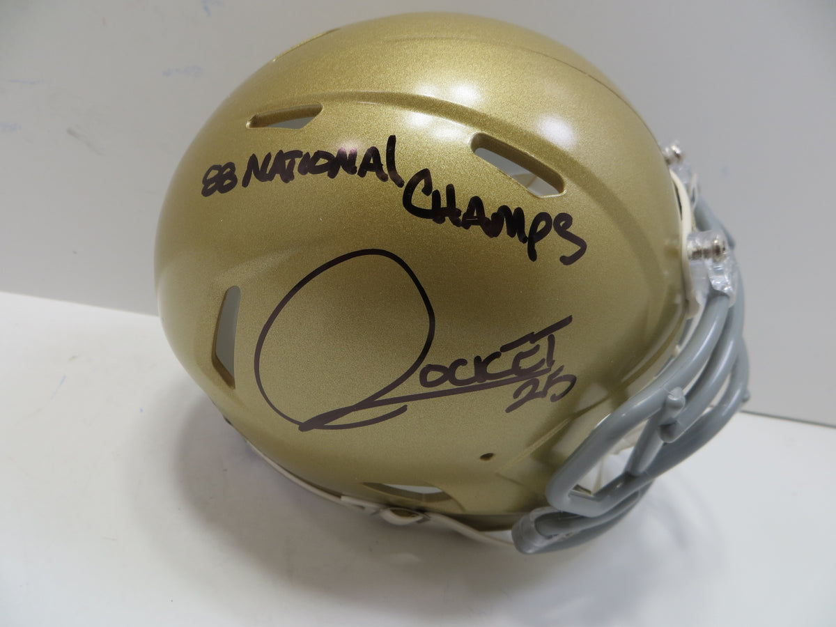 ROCKET ISMAIL NOTRE DAME FIGHTING IRISH SIGNED MINI HELMET w88NATCHAMP BAS
