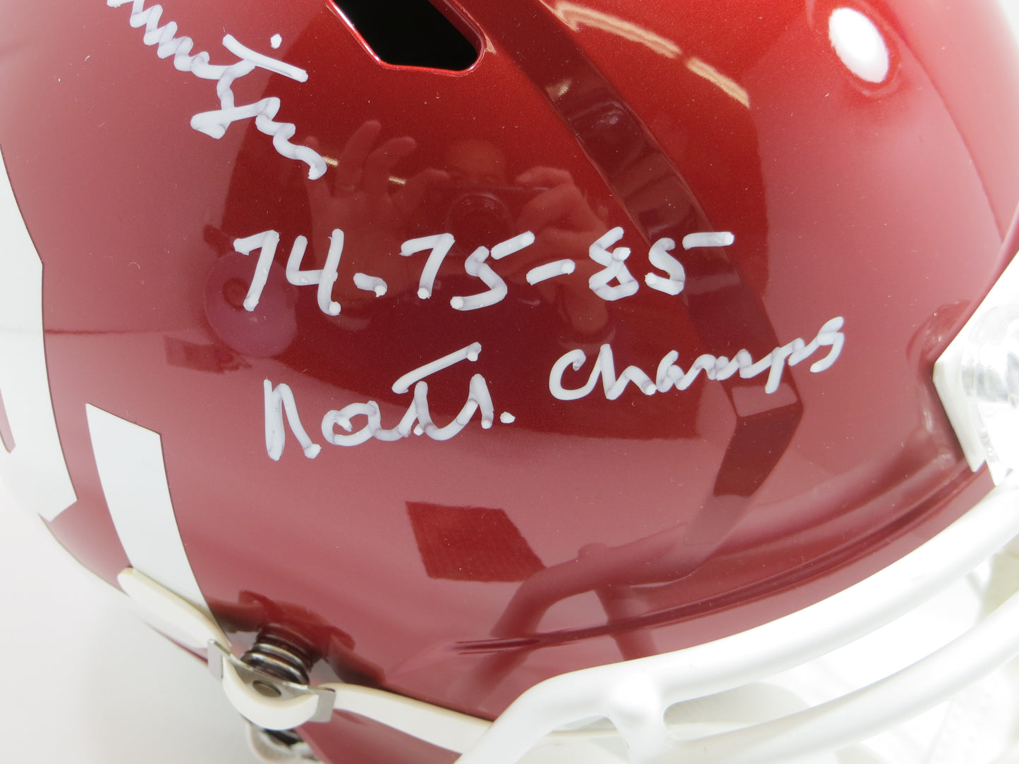 BARRY SWITZER SIGNED OKLAHOMA OU SOONERS FULL SIZE HELMET w/Boomer NatChamps BAS