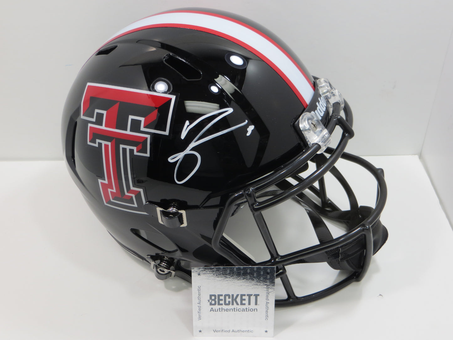 MICHAEL CRABTREE SIGNED TEXAS TECH RED RAIDERS Riddell FULL SIZE HELMET BAS