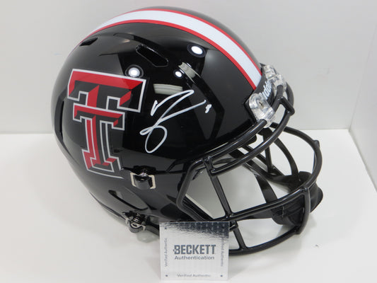 MICHAEL CRABTREE SIGNED TEXAS TECH RED RAIDERS Riddell FULL SIZE HELMET BAS