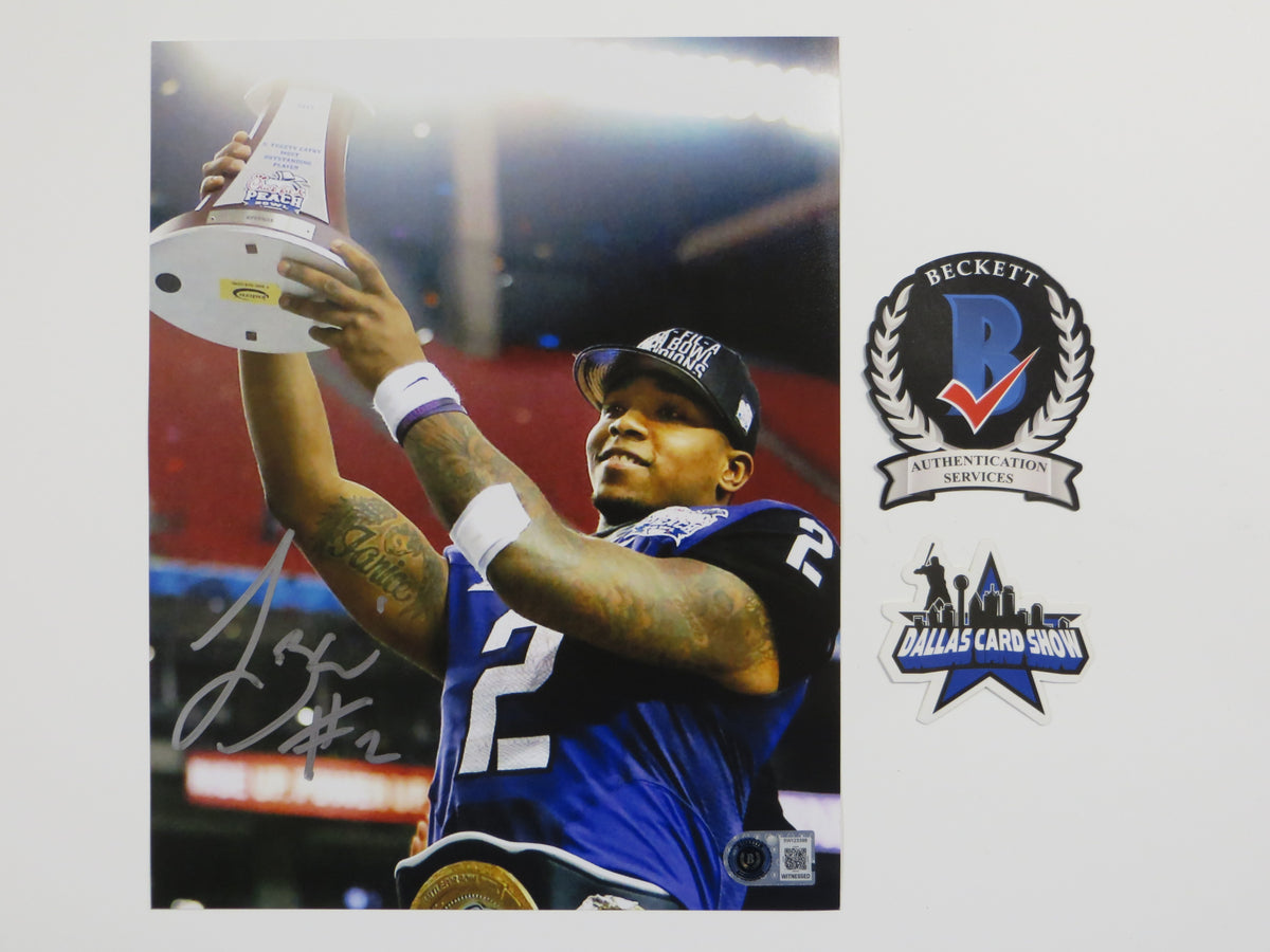TREVONE BOYKIN TCU HORNED FROGS SIGNED 8x10 with the Trophy PHOTO BAS