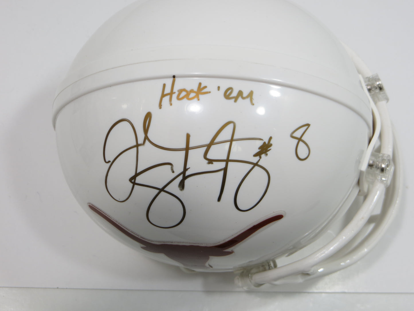 JORDAN SHIPLEY SIGNED TEXAS UT LONGHORNS Mini Helmet w/ HOOK 'EM JSA COA