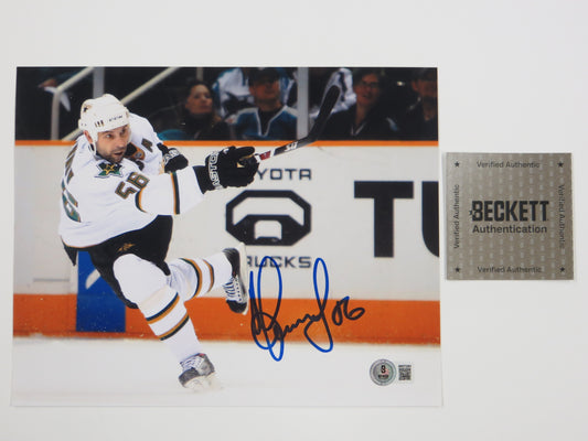 SERGEI ZUBOV DALLAS STARS SIGNED 8x10 Slap Shot PHOTO Soviet Union RUSSIA BAS