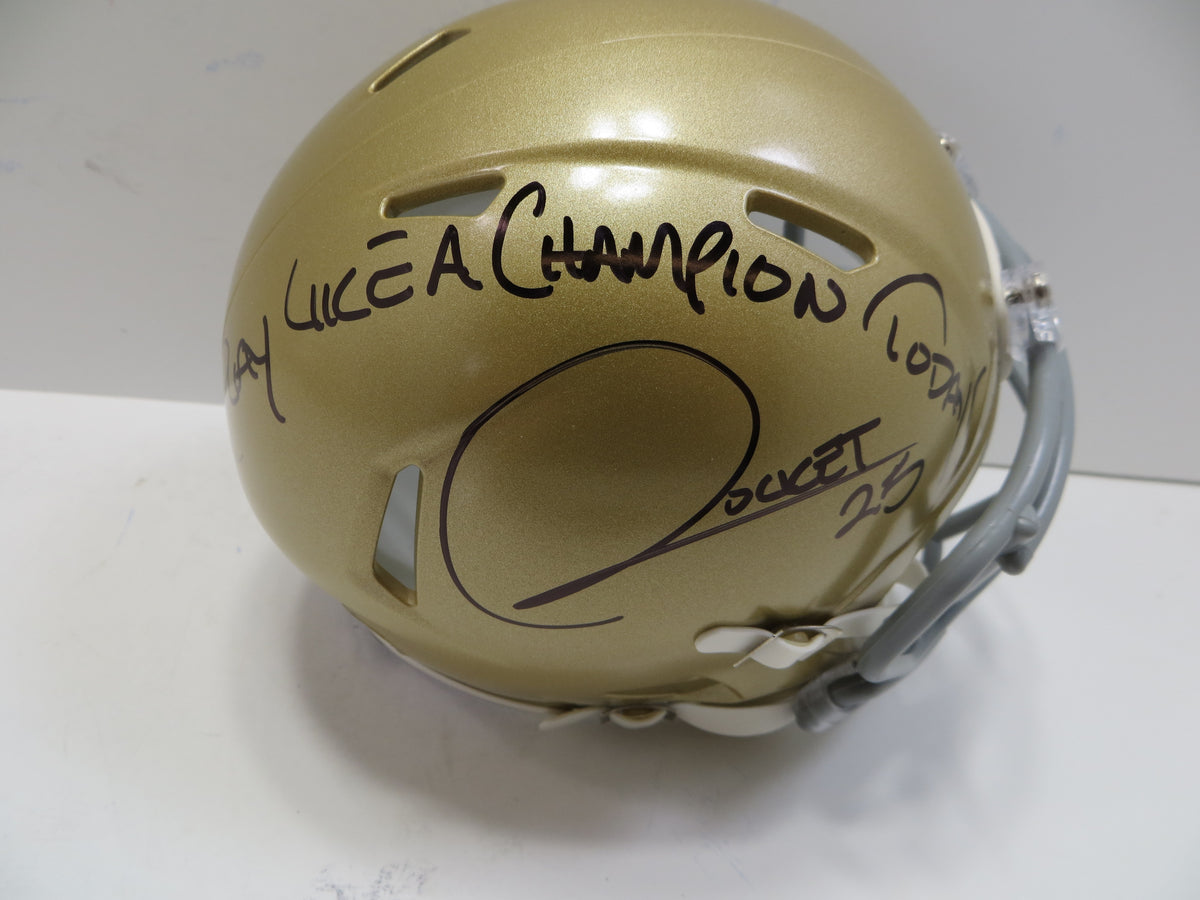 ROCKET ISMAIL NOTRE DAME FIGHTING IRISH SIGNED MINI HELMET w88NATCHAMP BAS