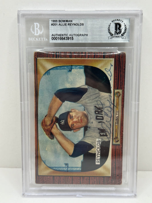 1955 Bowman Allie Reynolds #201 Auto Beckett Authentic Deceased in 1994