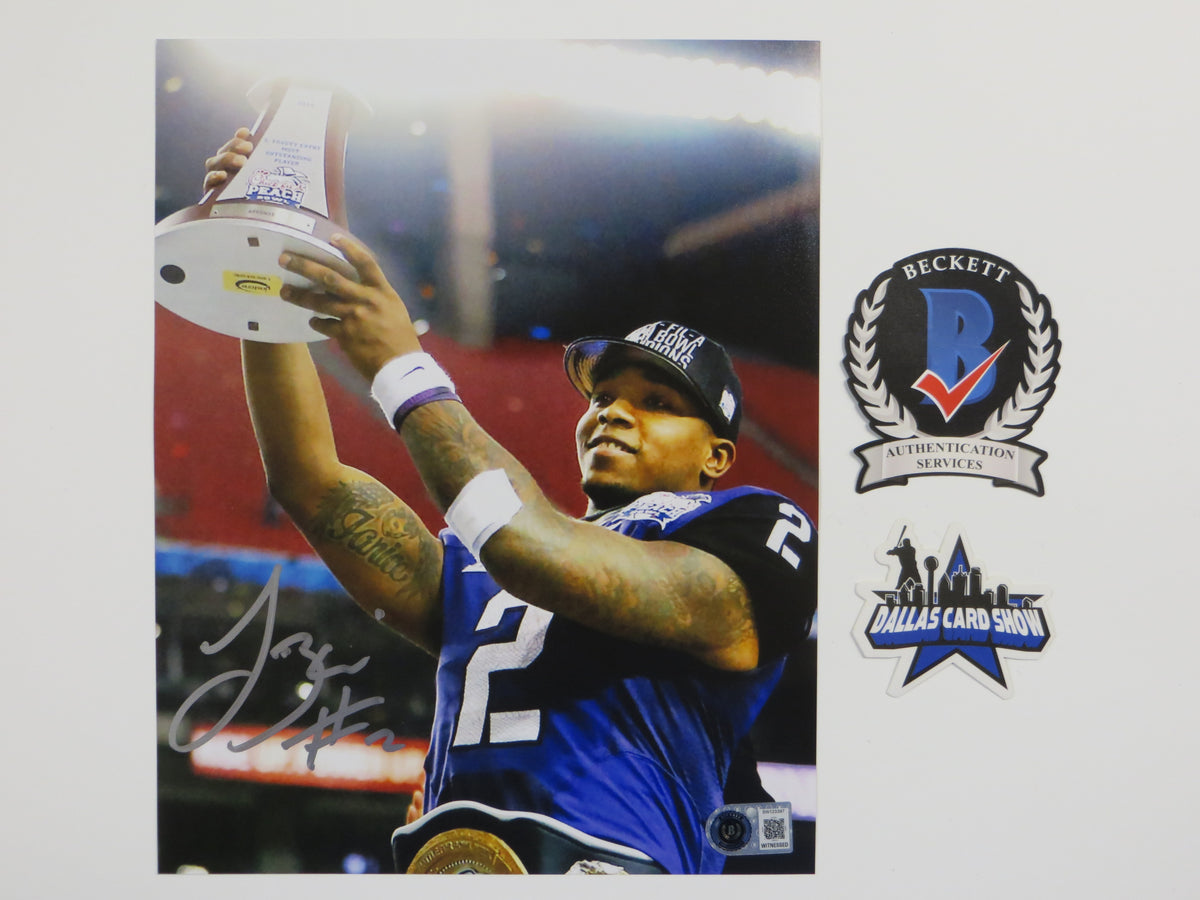 TREVONE BOYKIN TCU HORNED FROGS SIGNED 8x10 with the Trophy PHOTO BAS