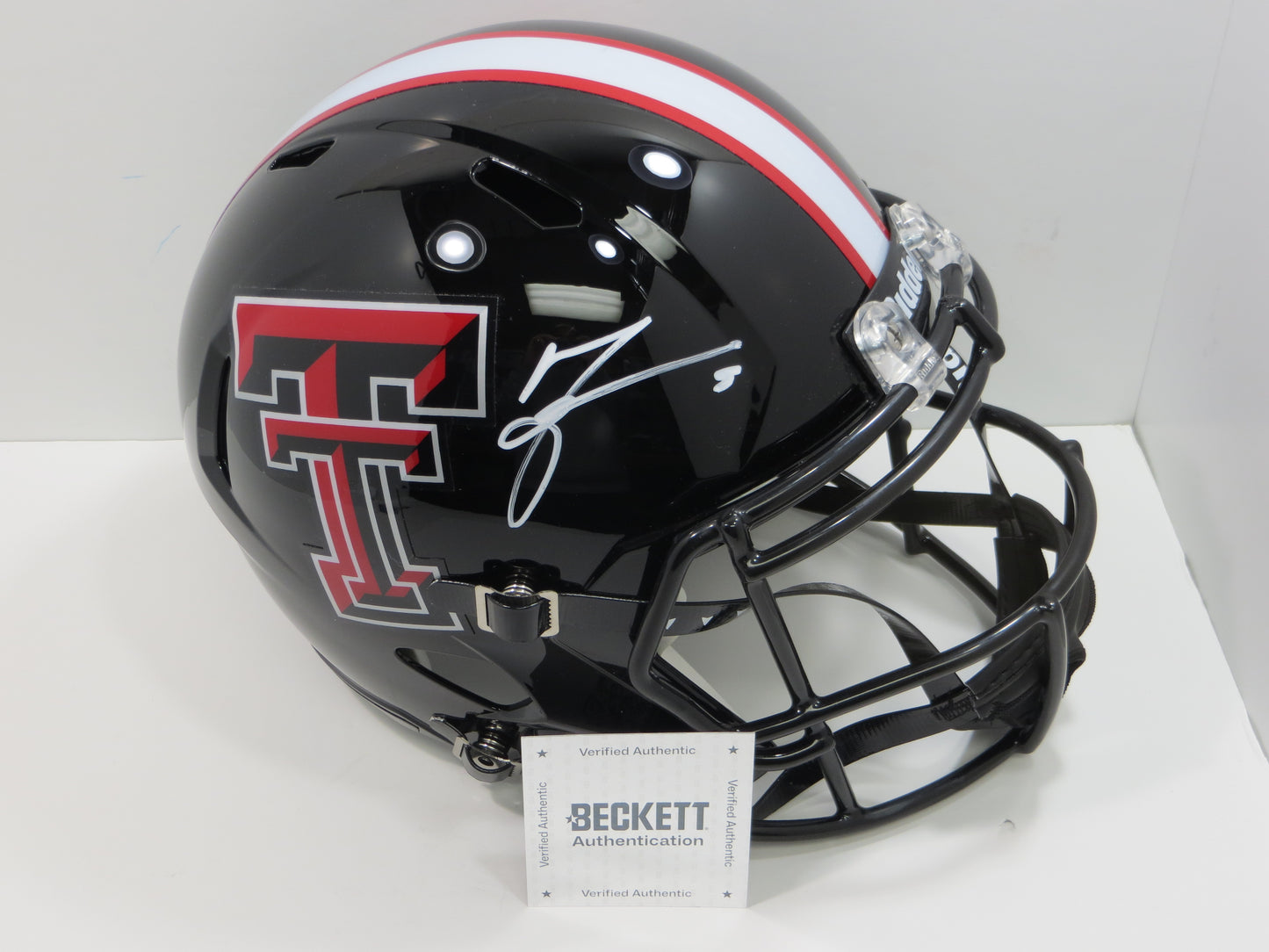 MICHAEL CRABTREE SIGNED TEXAS TECH RED RAIDERS Riddell FULL SIZE HELMET BAS