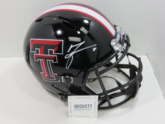 MICHAEL CRABTREE SIGNED TEXAS TECH RED RAIDERS Riddell FULL SIZE HELMET BAS