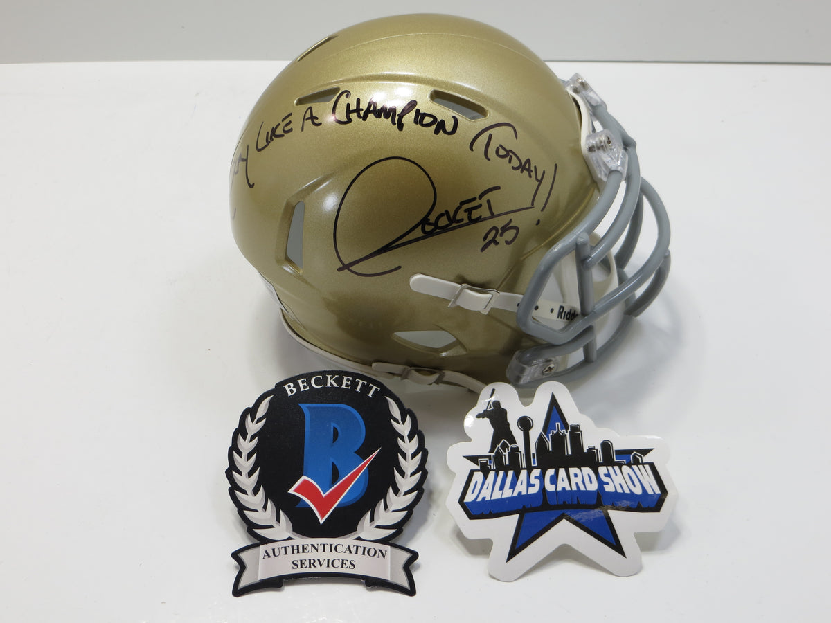 ROCKET ISMAIL NOTRE DAME FIGHTING IRISH SIGNED MINI HELMET wPLAYLIKEA BAS