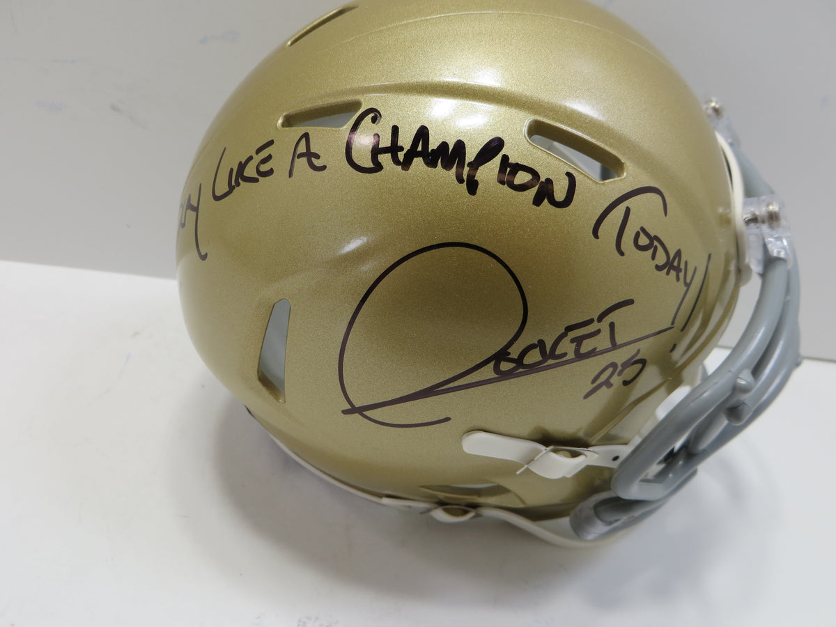 ROCKET ISMAIL NOTRE DAME FIGHTING IRISH SIGNED MINI HELMET wPLAYLIKEA BAS