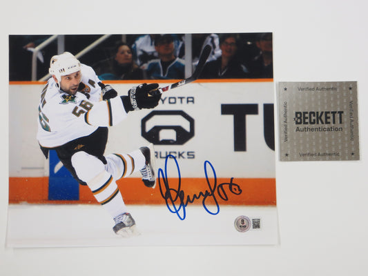 SERGEI ZUBOV DALLAS STARS SIGNED 8x10 Slap Shot PHOTO Soviet Union RUSSIA BAS