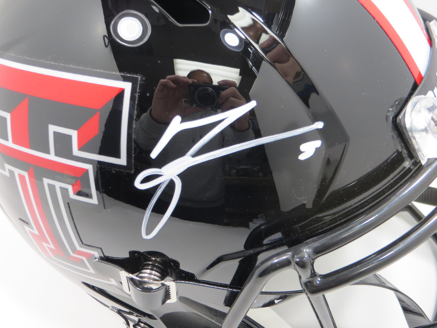 MICHAEL CRABTREE SIGNED TEXAS TECH RED RAIDERS Riddell FULL SIZE HELMET BAS