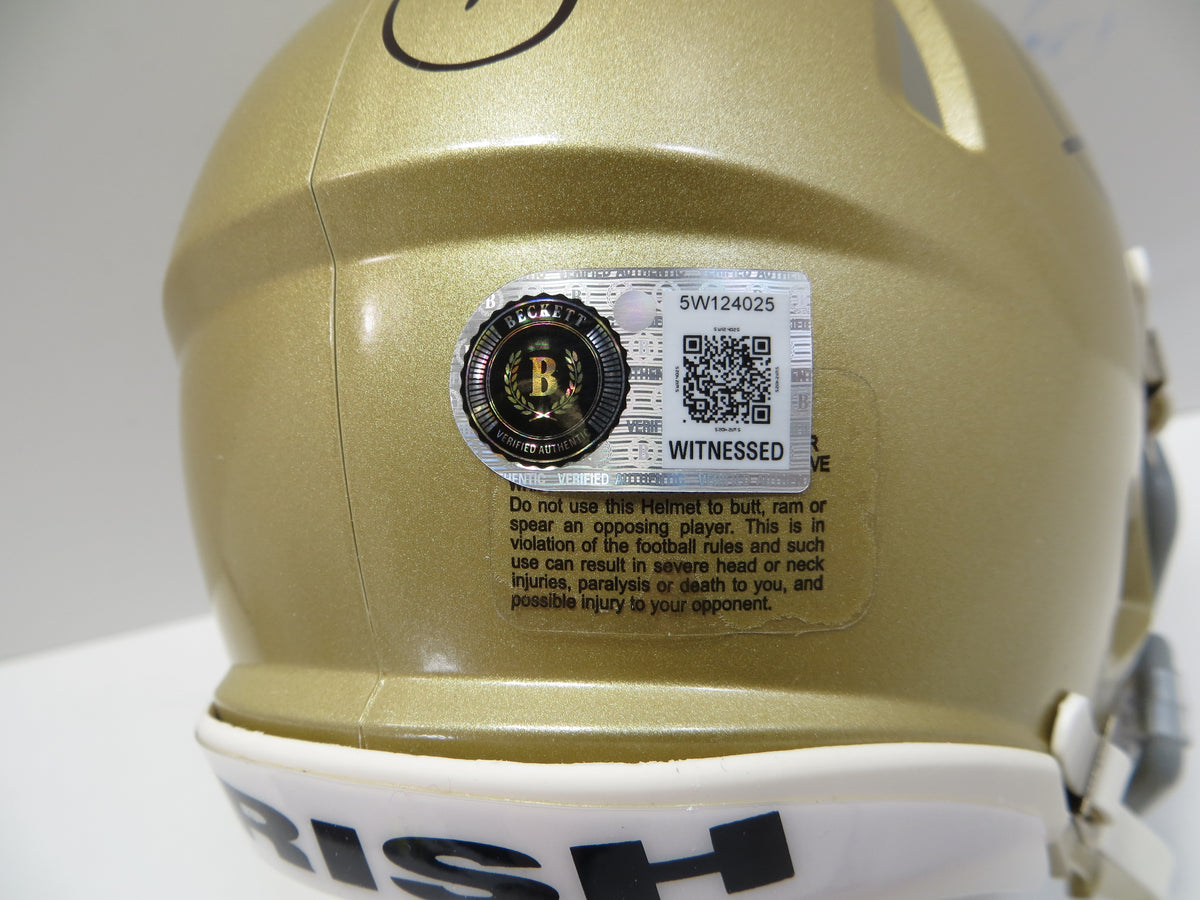 ROCKET ISMAIL NOTRE DAME FIGHTING IRISH SIGNED MINI HELMET wPLAYLIKEA BAS